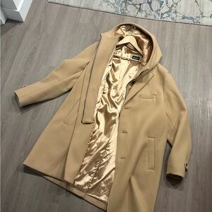 Hechter Paris Men's Tan PeaCoat with Gold Lining